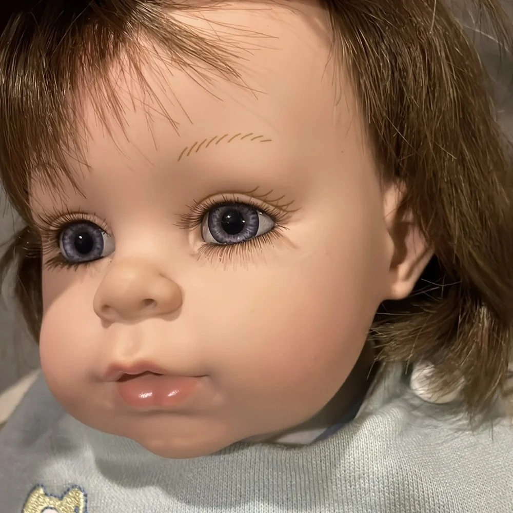 Adora Name Your Own Baby Doll Boy with Blue romper and Bib Blond hair